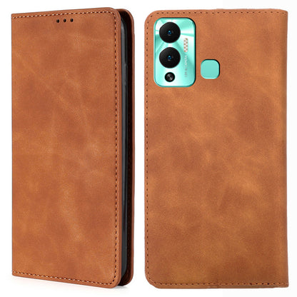For Infinix Hot 12 Play 4G Card Holder Phone Stand Case Skin-touch PU Leather Phone Cover