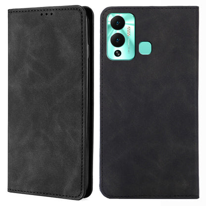 For Infinix Hot 12 Play 4G Card Holder Phone Stand Case Skin-touch PU Leather Phone Cover