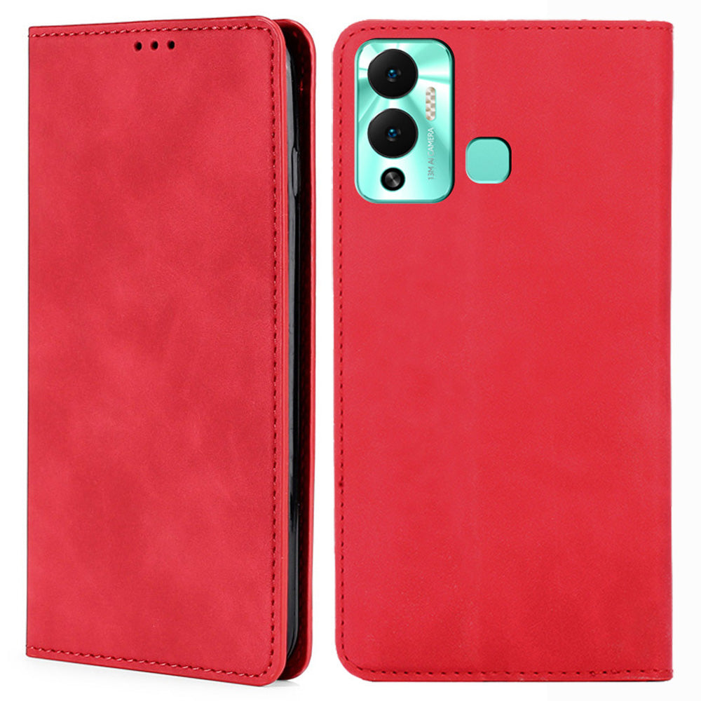 For Infinix Hot 12 Play 4G Card Holder Phone Stand Case Skin-touch PU Leather Phone Cover