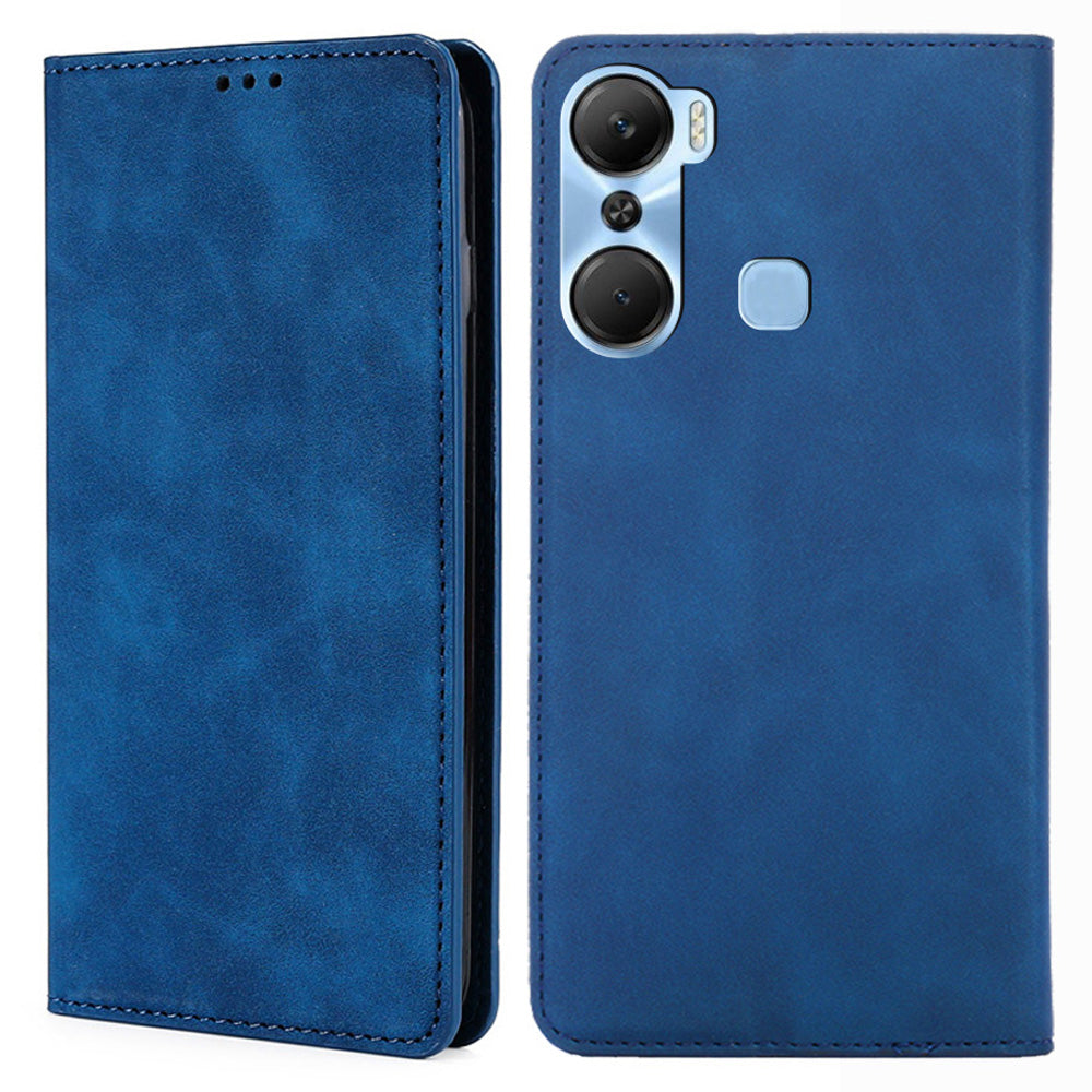 For Infinix Hot 12 Pro 4G Card Holder Phone Case Skin-touch Leather Stand Cover