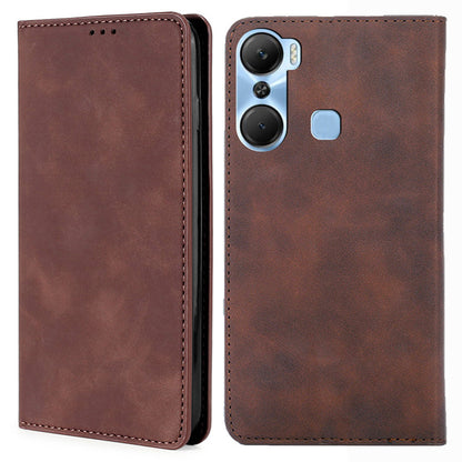For Infinix Hot 12 Pro 4G Card Holder Phone Case Skin-touch Leather Stand Cover
