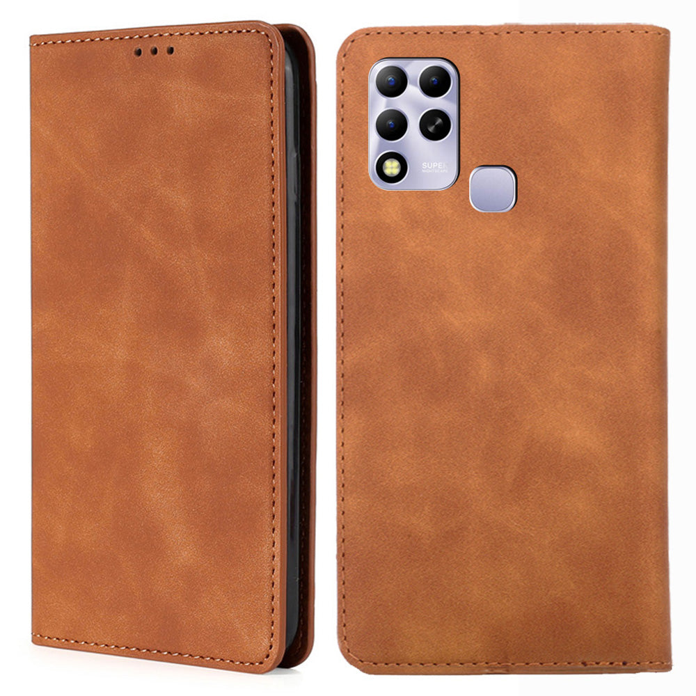 For Infinix Hot 11 Russian Version Phone Case Skin-touch PU Leather Card Holder Stand Cover