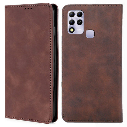 For Infinix Hot 11 Russian Version Phone Case Skin-touch PU Leather Card Holder Stand Cover