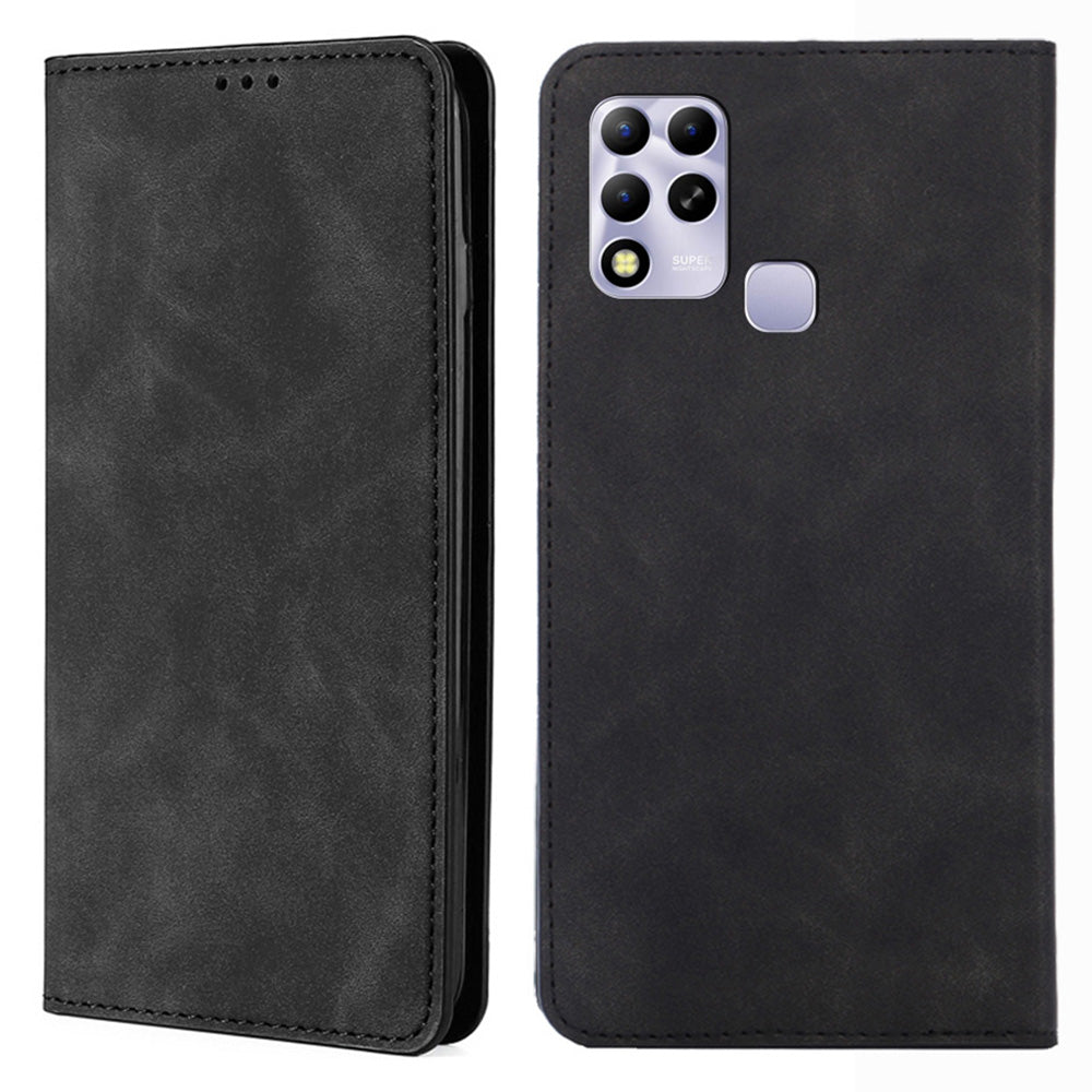 For Infinix Hot 11 Russian Version Phone Case Skin-touch PU Leather Card Holder Stand Cover