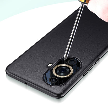 For Huawei nova 11 Cell Phone Case Metal Lens Protection Leather Coated TPU+PC Cover (2nd Gen)