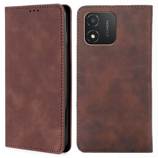 For Honor X5 4G Card Holder Scratch Resistant PU Leather Case Skin-touch Stand Mobile Phone Cover