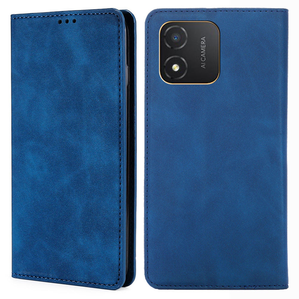 For Honor X5 4G Card Holder Scratch Resistant PU Leather Case Skin-touch Stand Mobile Phone Cover