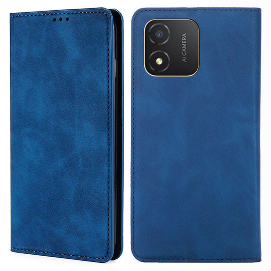 For Honor X5 4G Card Holder Scratch Resistant PU Leather Case Skin-touch Stand Mobile Phone Cover