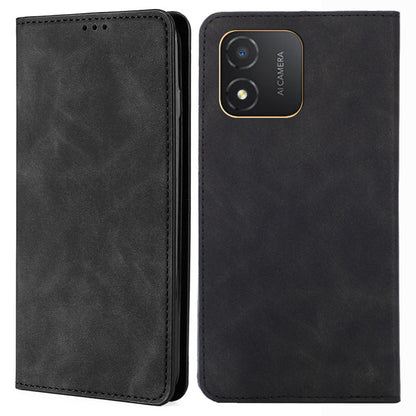 For Honor X5 4G Card Holder Scratch Resistant PU Leather Case Skin-touch Stand Mobile Phone Cover