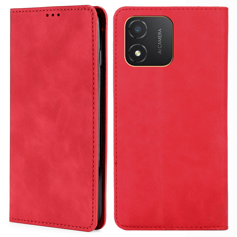 For Honor X5 4G Card Holder Scratch Resistant PU Leather Case Skin-touch Stand Mobile Phone Cover