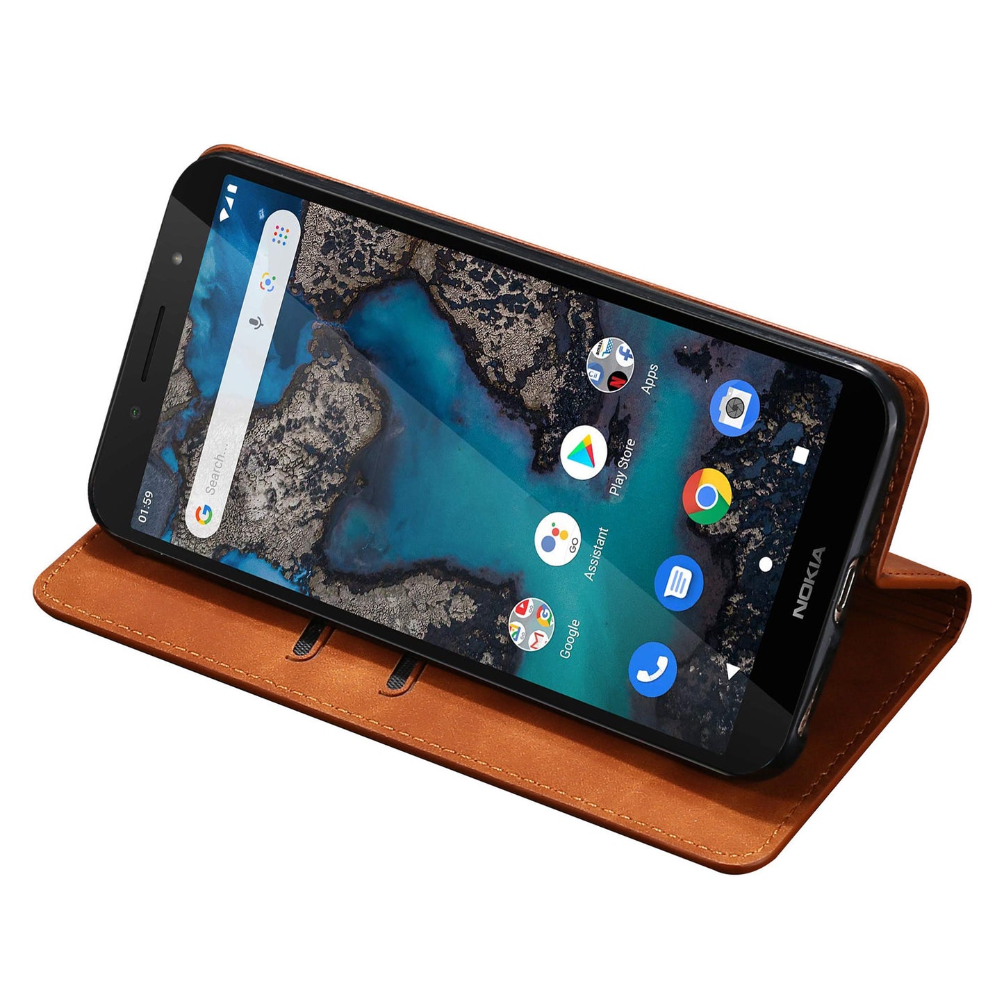 For Nokia G22 Card Holder PU Leather Case Skin-touch Stand Mobile Phone Drop-proof Cover