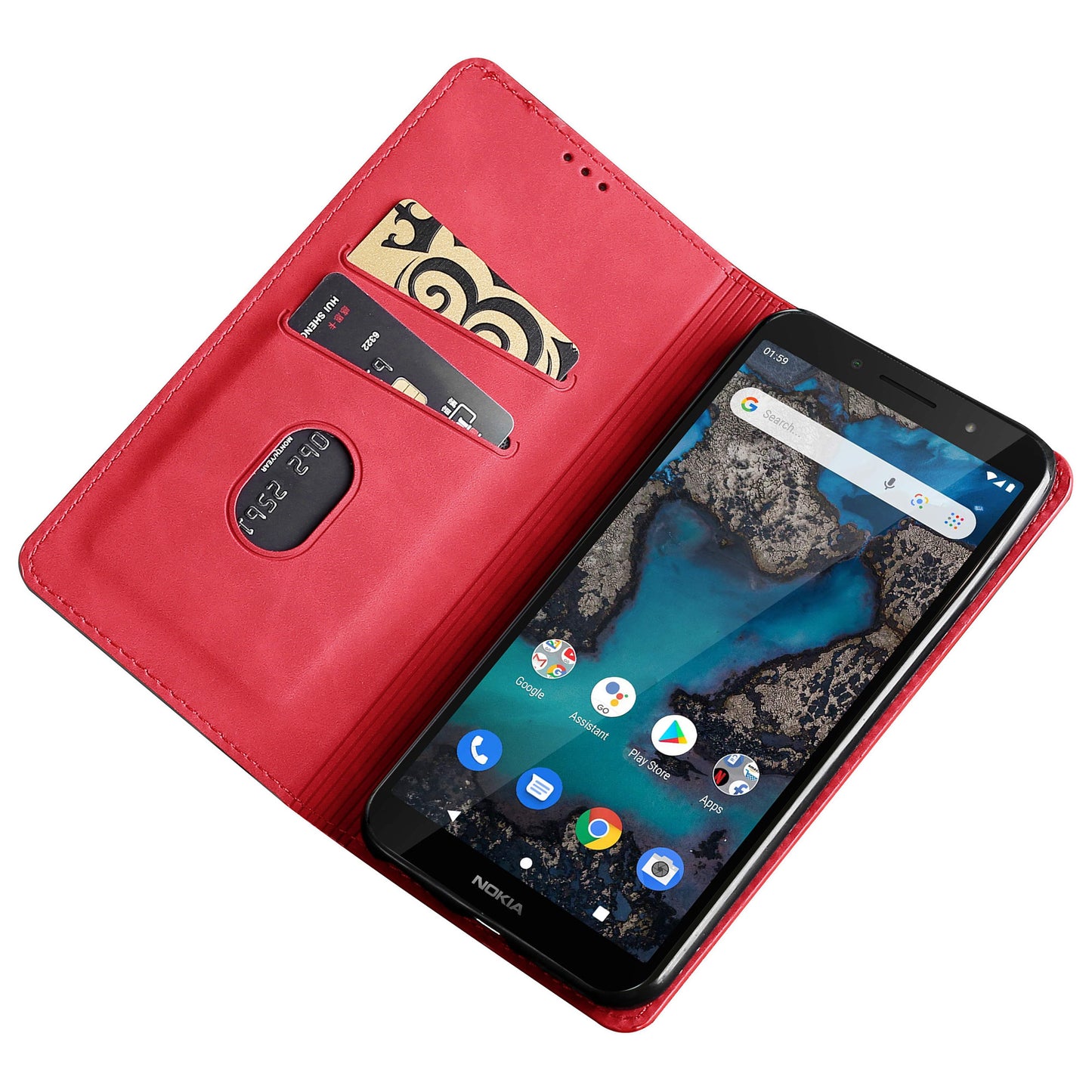 For Nokia G22 Card Holder PU Leather Case Skin-touch Stand Mobile Phone Drop-proof Cover