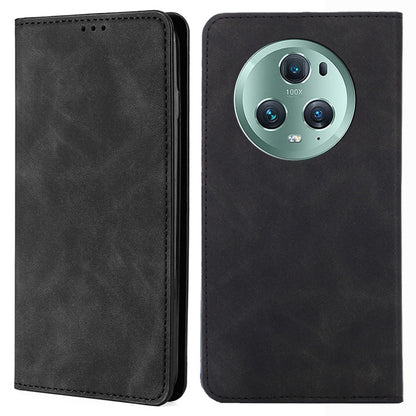 PU Leather Case for Honor Magic5 Pro Card Holder Skin-touch Stand Mobile Phone Cover