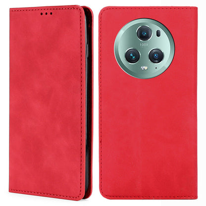 PU Leather Case for Honor Magic5 Pro Card Holder Skin-touch Stand Mobile Phone Cover