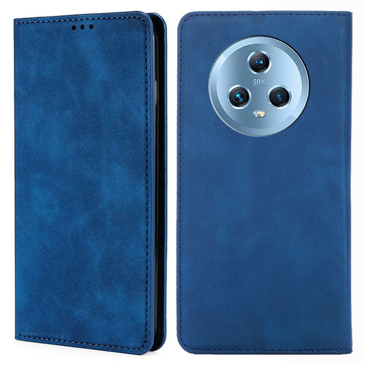 For Honor Magic5 PU Leather Card Holder Flip Stand Case Skin-touch Feeling Cell Phone Cover