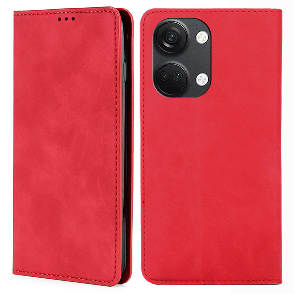 For OnePlus Nord 3 5G / Ace 2V 5G Magnetic Closing Skin-touch Phone Case Leather Stand Cover with Card Slots