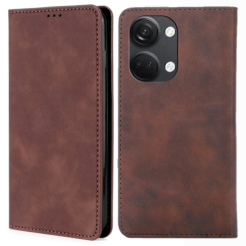 For OnePlus Nord 3 5G / Ace 2V 5G Magnetic Closing Skin-touch Phone Case Leather Stand Cover with Card Slots