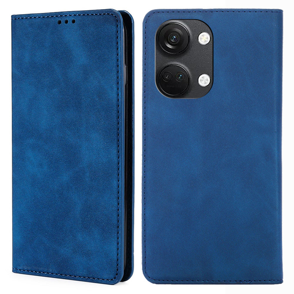 For OnePlus Nord 3 5G / Ace 2V 5G Magnetic Closing Skin-touch Phone Case Leather Stand Cover with Card Slots