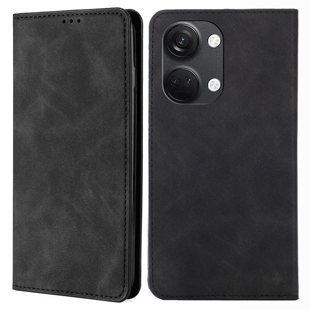 For OnePlus Nord 3 5G / Ace 2V 5G Magnetic Closing Skin-touch Phone Case Leather Stand Cover with Card Slots