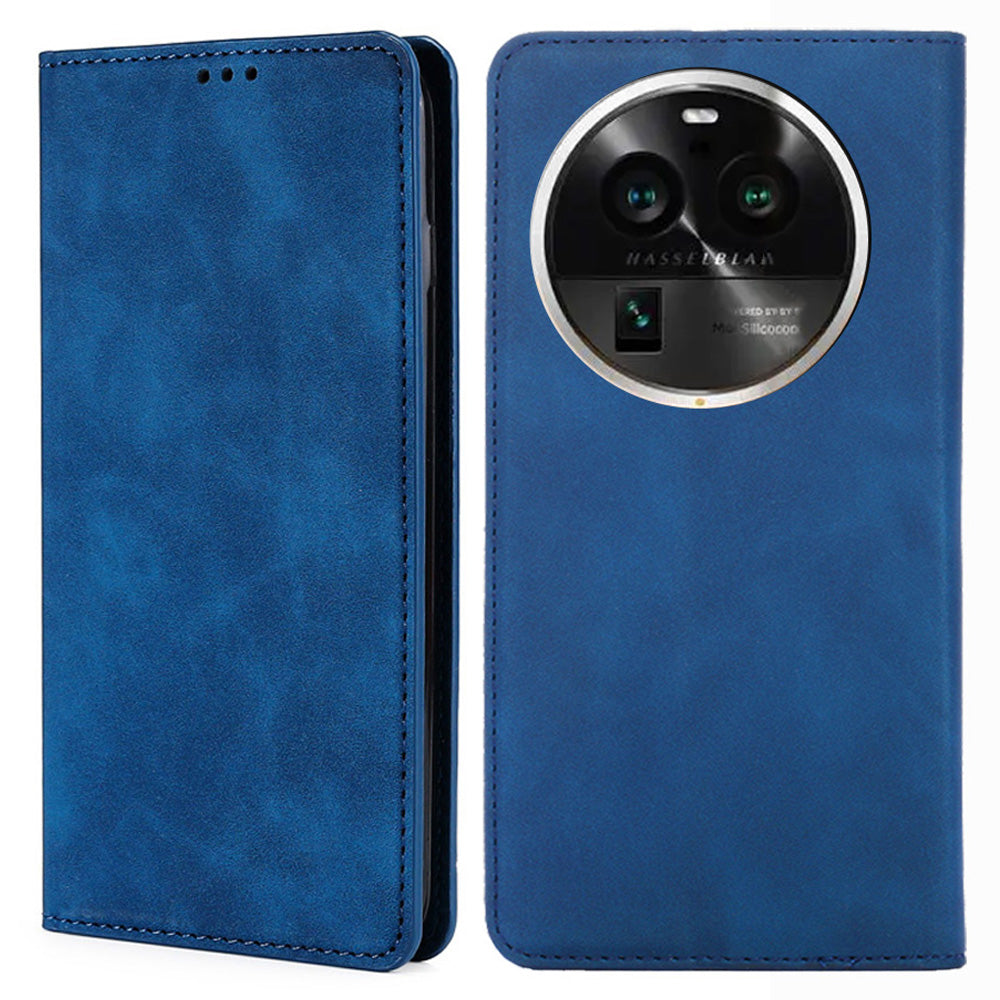 For Oppo Find X6 Pro PU Leather Phone Stand Case Card Holder Skin-touch Smartphone Cover