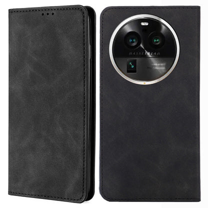 For Oppo Find X6 Pro PU Leather Phone Stand Case Card Holder Skin-touch Smartphone Cover