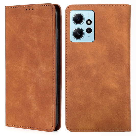 For Xiaomi Redmi Note 12 4G Card Holder Phone Case Skin-touch PU Leather Stand Cover