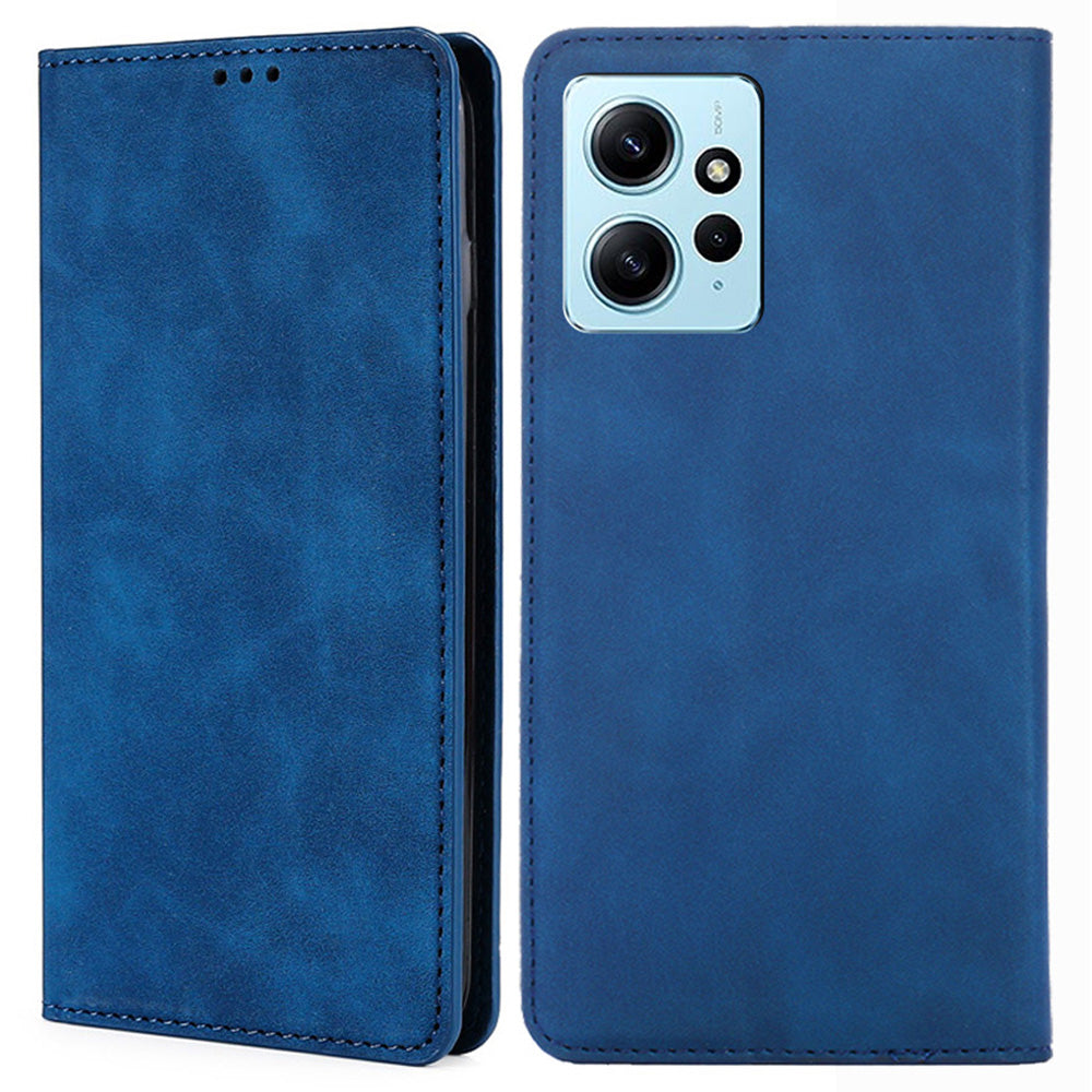 For Xiaomi Redmi Note 12 4G Card Holder Phone Case Skin-touch PU Leather Stand Cover