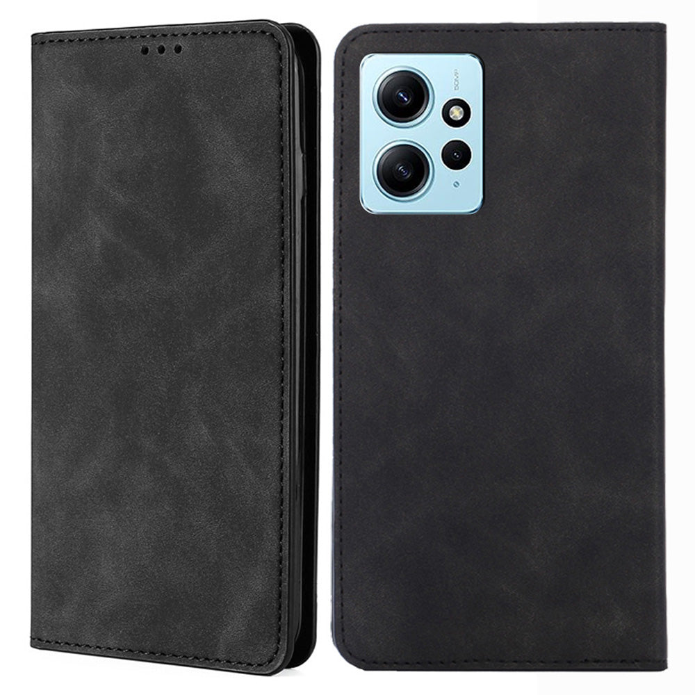 For Xiaomi Redmi Note 12 4G Card Holder Phone Case Skin-touch PU Leather Stand Cover