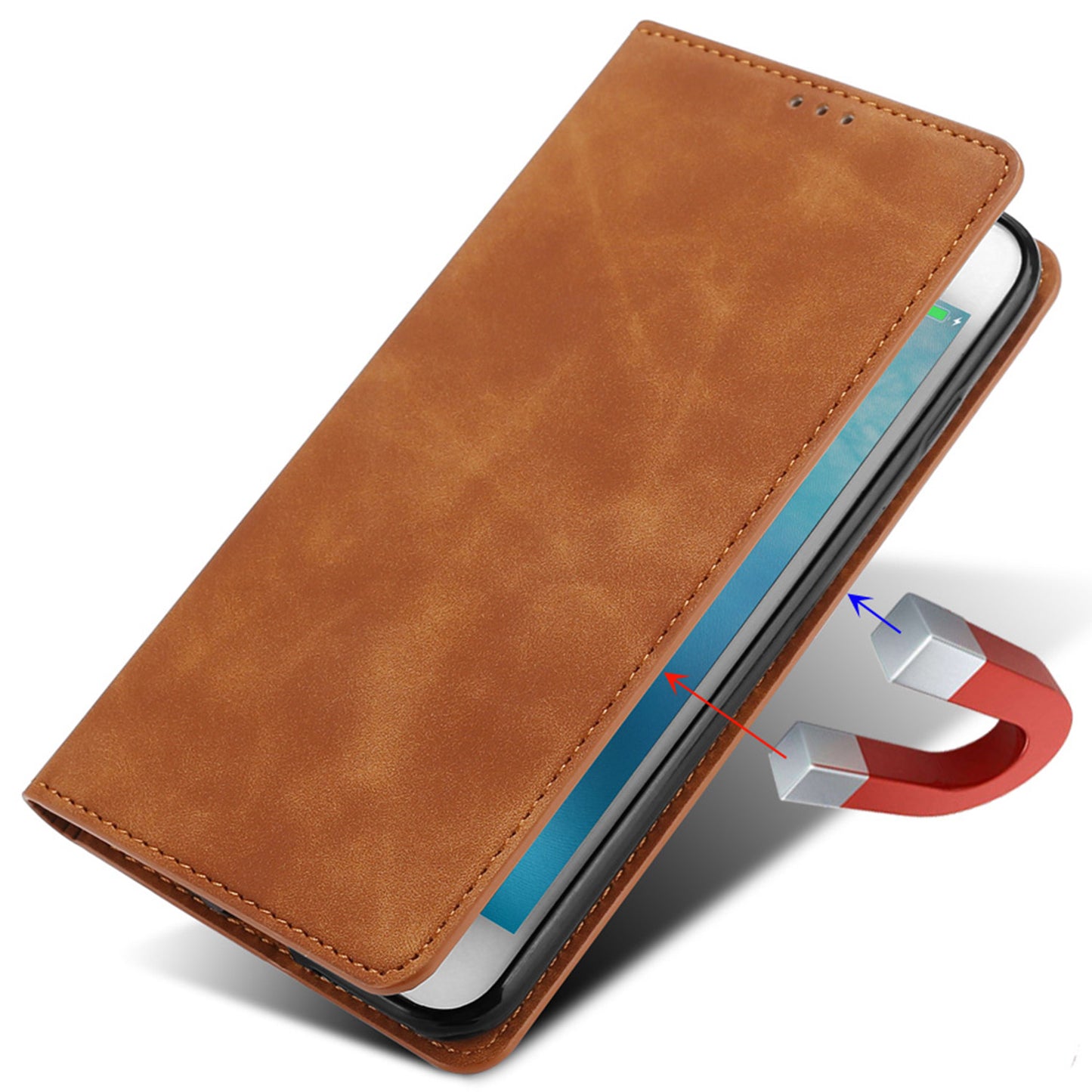 For Huawei P60 / P60 Pro PU Leather Card Holder Phone Case Skin-touch Stand Smartphone Cover