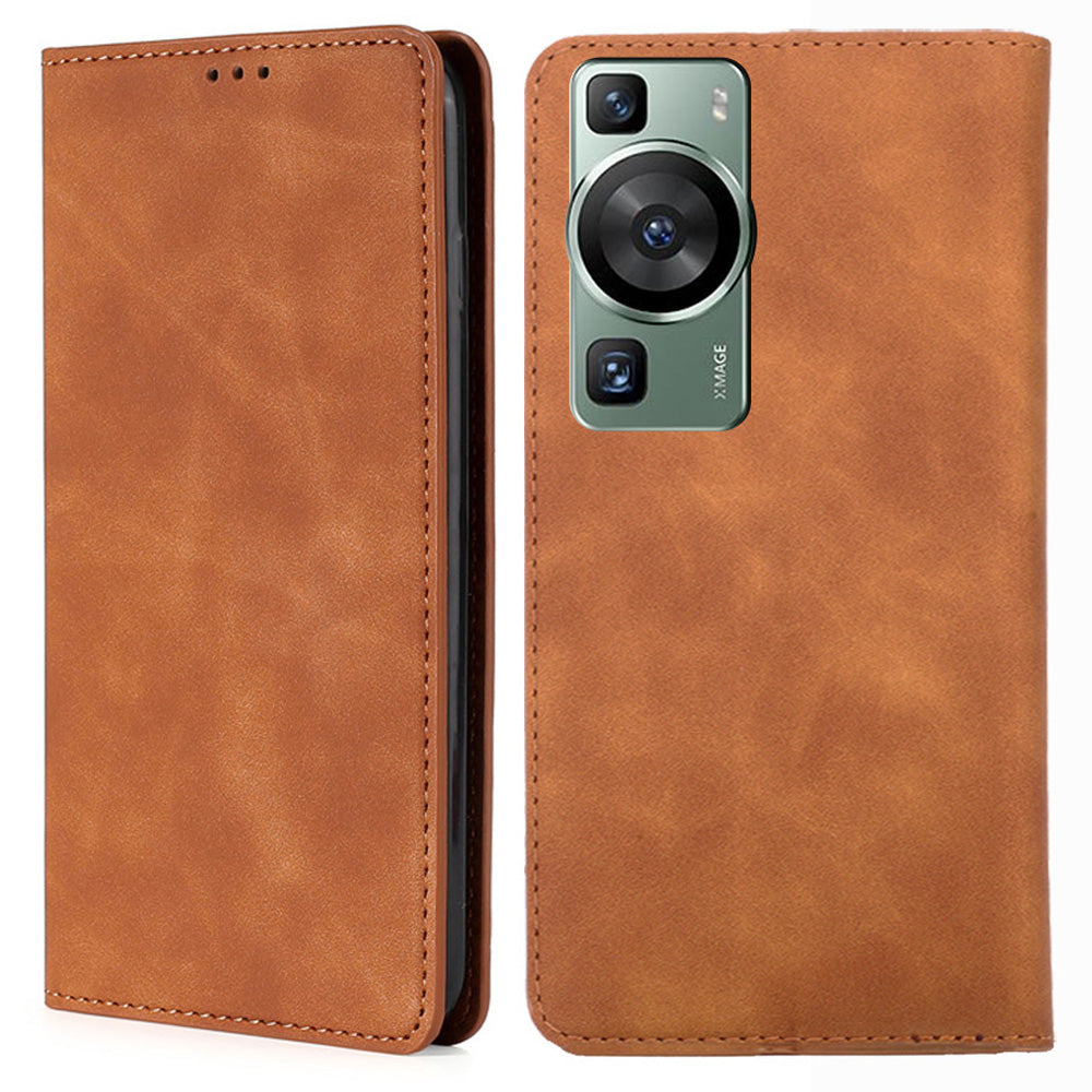 For Huawei P60 / P60 Pro PU Leather Card Holder Phone Case Skin-touch Stand Smartphone Cover