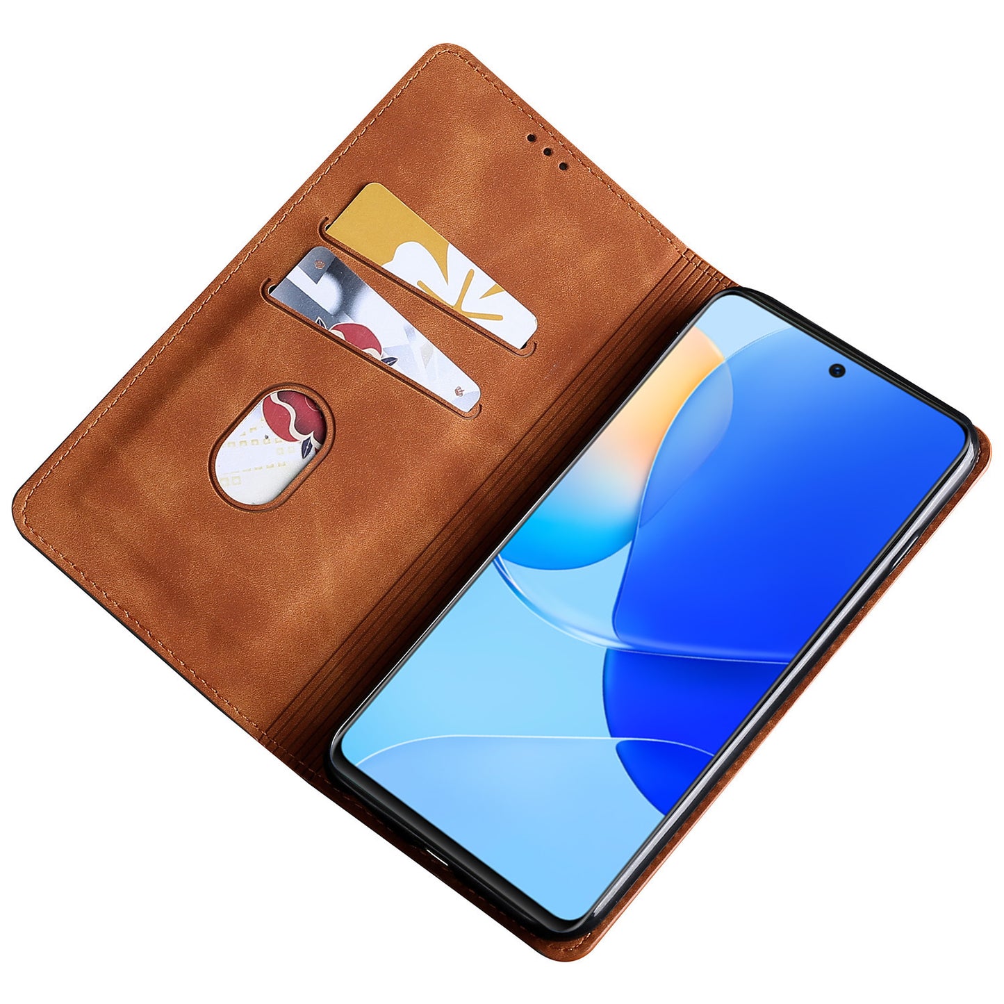 For Huawei P60 / P60 Pro PU Leather Card Holder Phone Case Skin-touch Stand Smartphone Cover