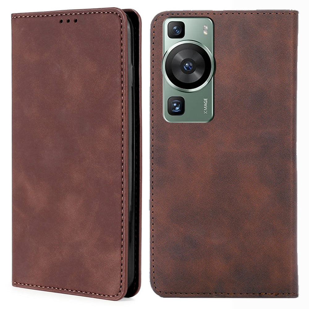 For Huawei P60 / P60 Pro PU Leather Card Holder Phone Case Skin-touch Stand Smartphone Cover