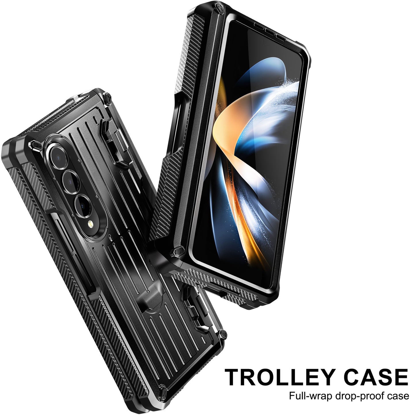 For Samsung Galaxy Z Fold4 5G Kickstand Phone Case Pen Holder Hinge PC+TPU Cover with PET Screen Protector