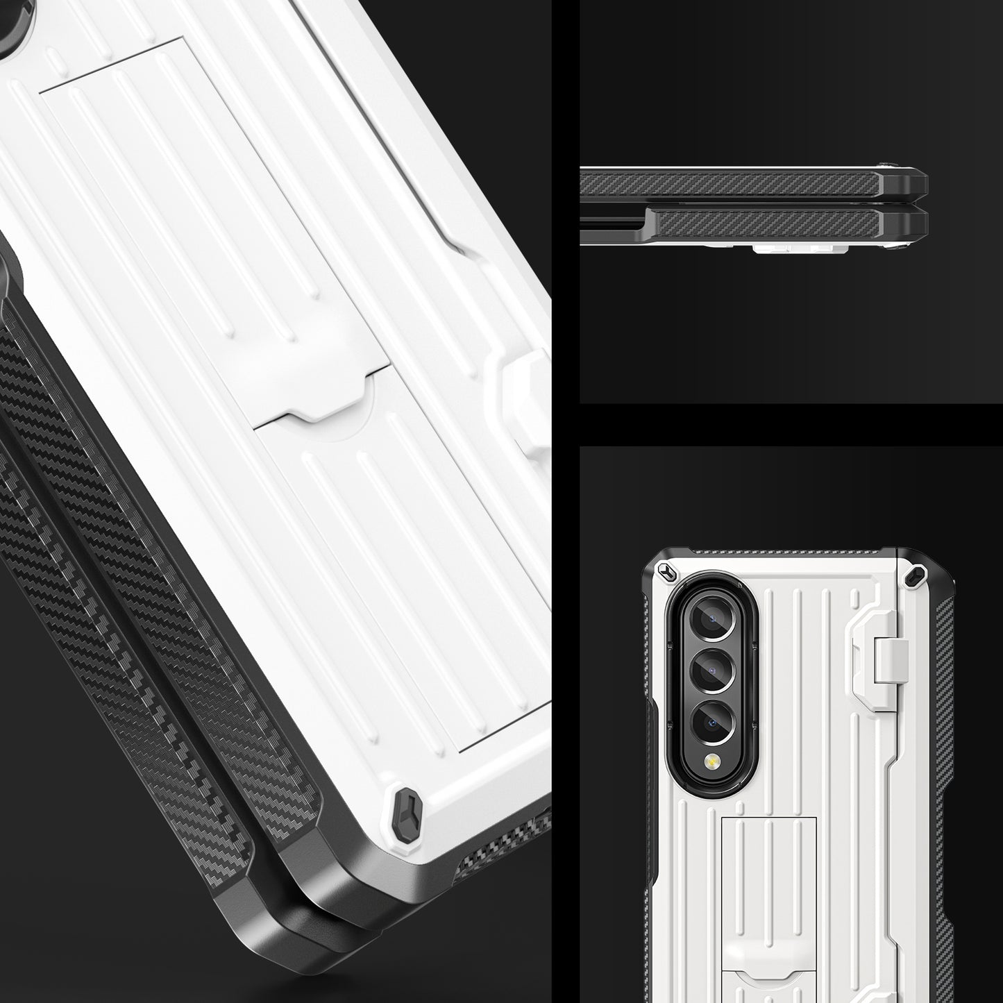 For Samsung Galaxy Z Fold4 5G Kickstand Phone Case Pen Holder Hinge PC+TPU Cover with PET Screen Protector