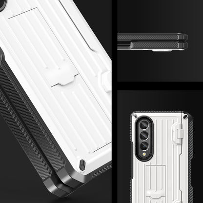 For Samsung Galaxy Z Fold4 5G Kickstand Phone Case Pen Holder Hinge PC+TPU Cover with PET Screen Protector