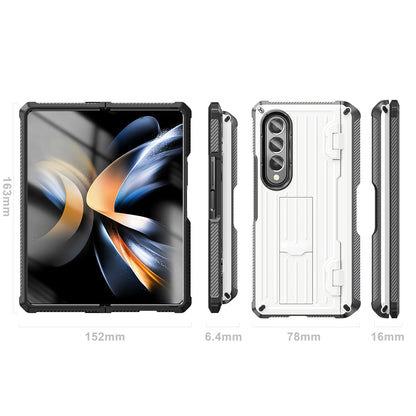 For Samsung Galaxy Z Fold4 5G Kickstand Phone Case Pen Holder Hinge PC+TPU Cover with PET Screen Protector