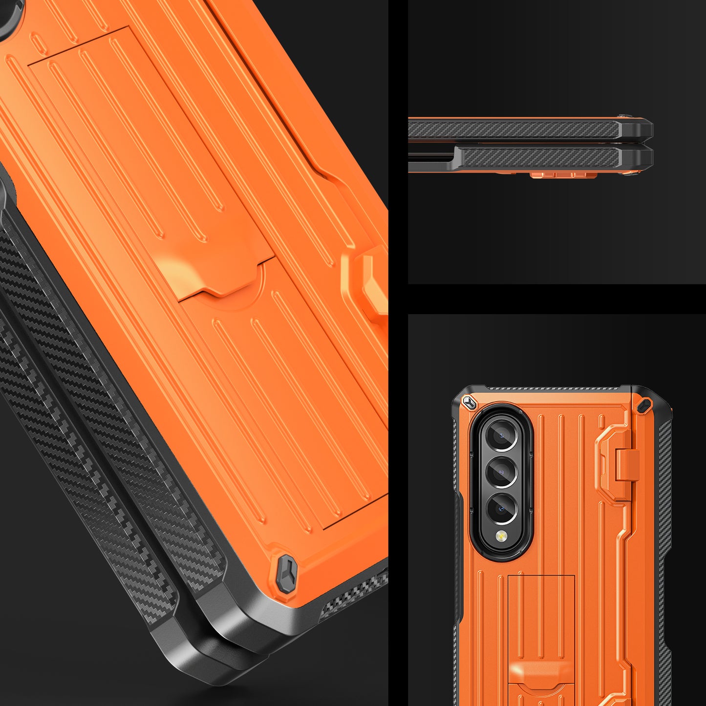 For Samsung Galaxy Z Fold4 5G Kickstand Phone Case Pen Holder Hinge PC+TPU Cover with PET Screen Protector