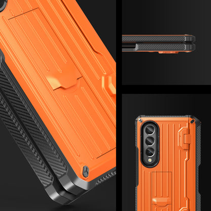 For Samsung Galaxy Z Fold4 5G Kickstand Phone Case Pen Holder Hinge PC+TPU Cover with PET Screen Protector