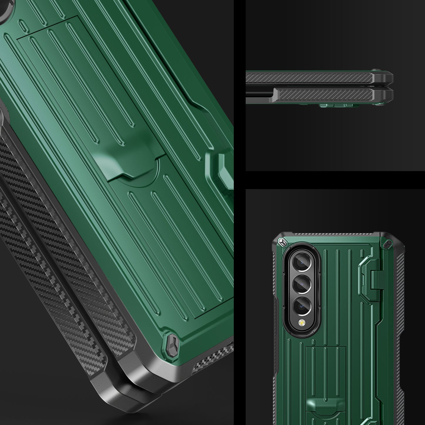 For Samsung Galaxy Z Fold4 5G Kickstand Phone Case Pen Holder Hinge PC+TPU Cover with PET Screen Protector