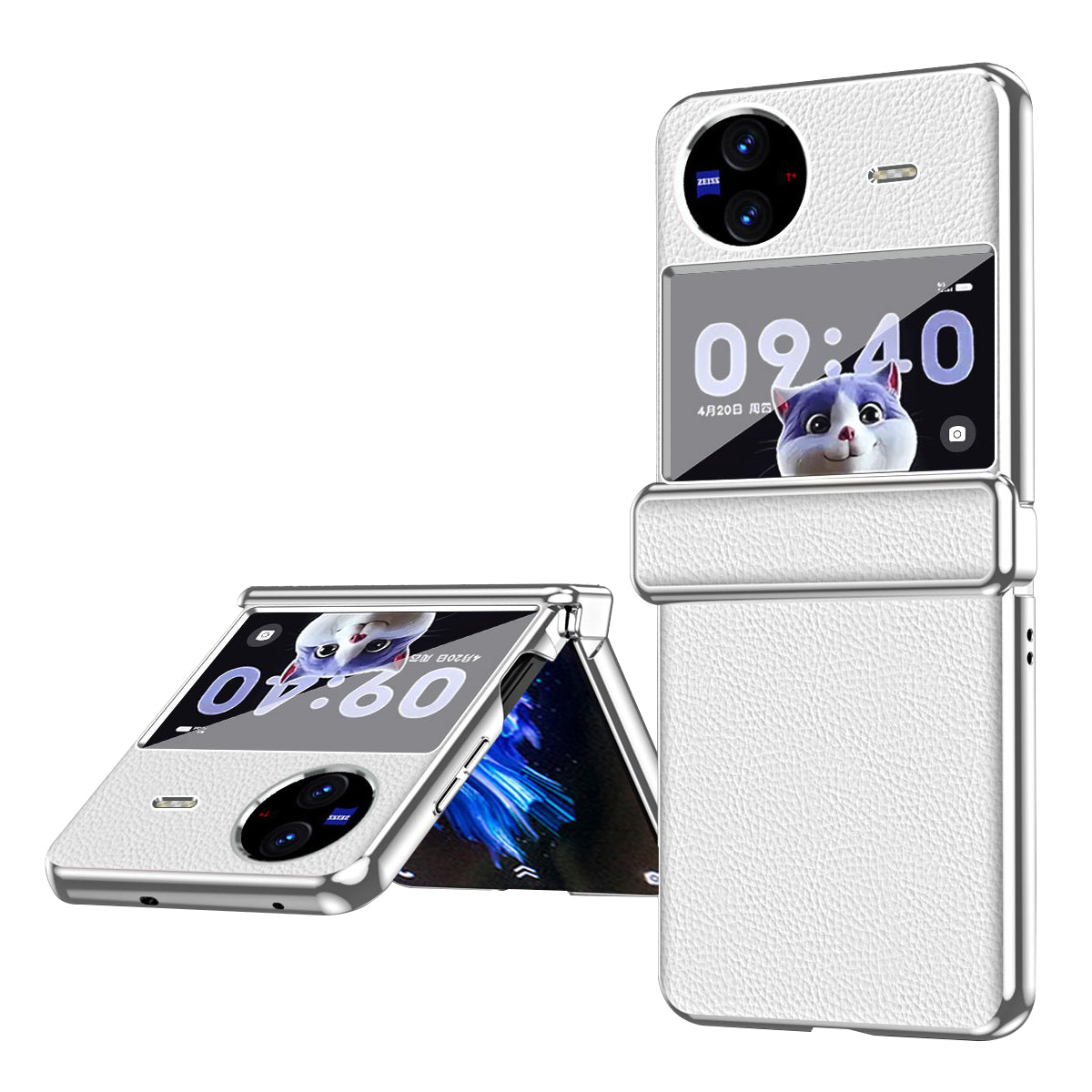 Electroplating Phone Case for vivo X Flip , Litchi Texture PU Leather Coated PC Folding Phone Cover