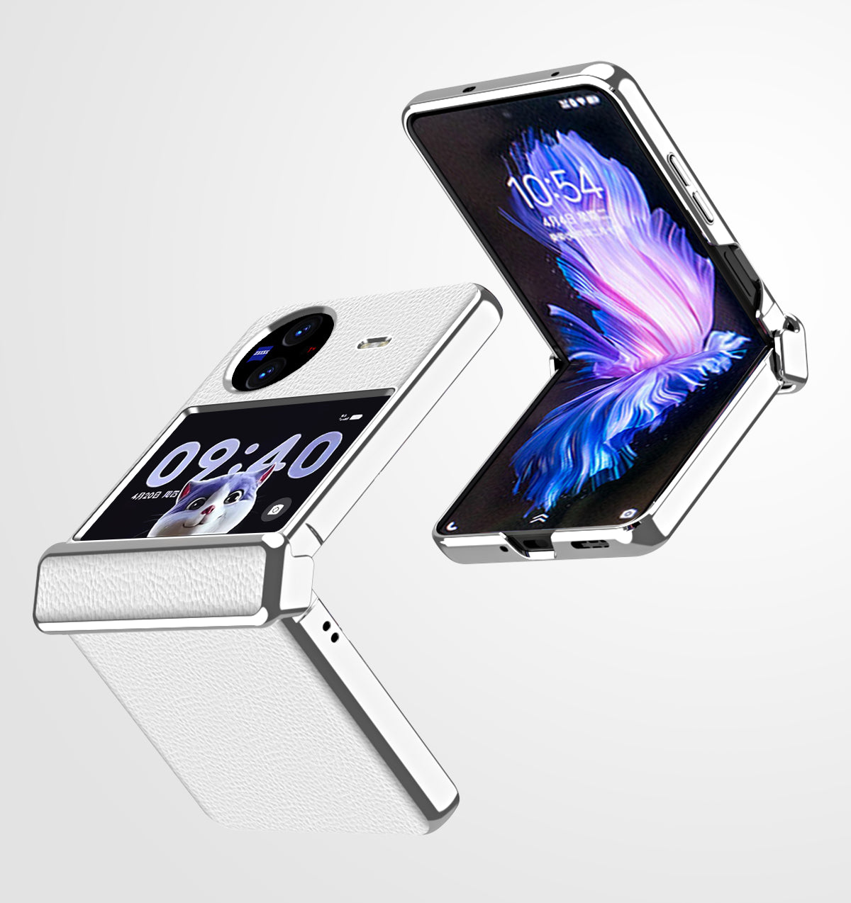Electroplating Phone Case for vivo X Flip , Litchi Texture PU Leather Coated PC Folding Phone Cover