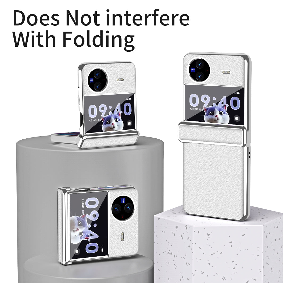 Electroplating Phone Case for vivo X Flip , Litchi Texture PU Leather Coated PC Folding Phone Cover