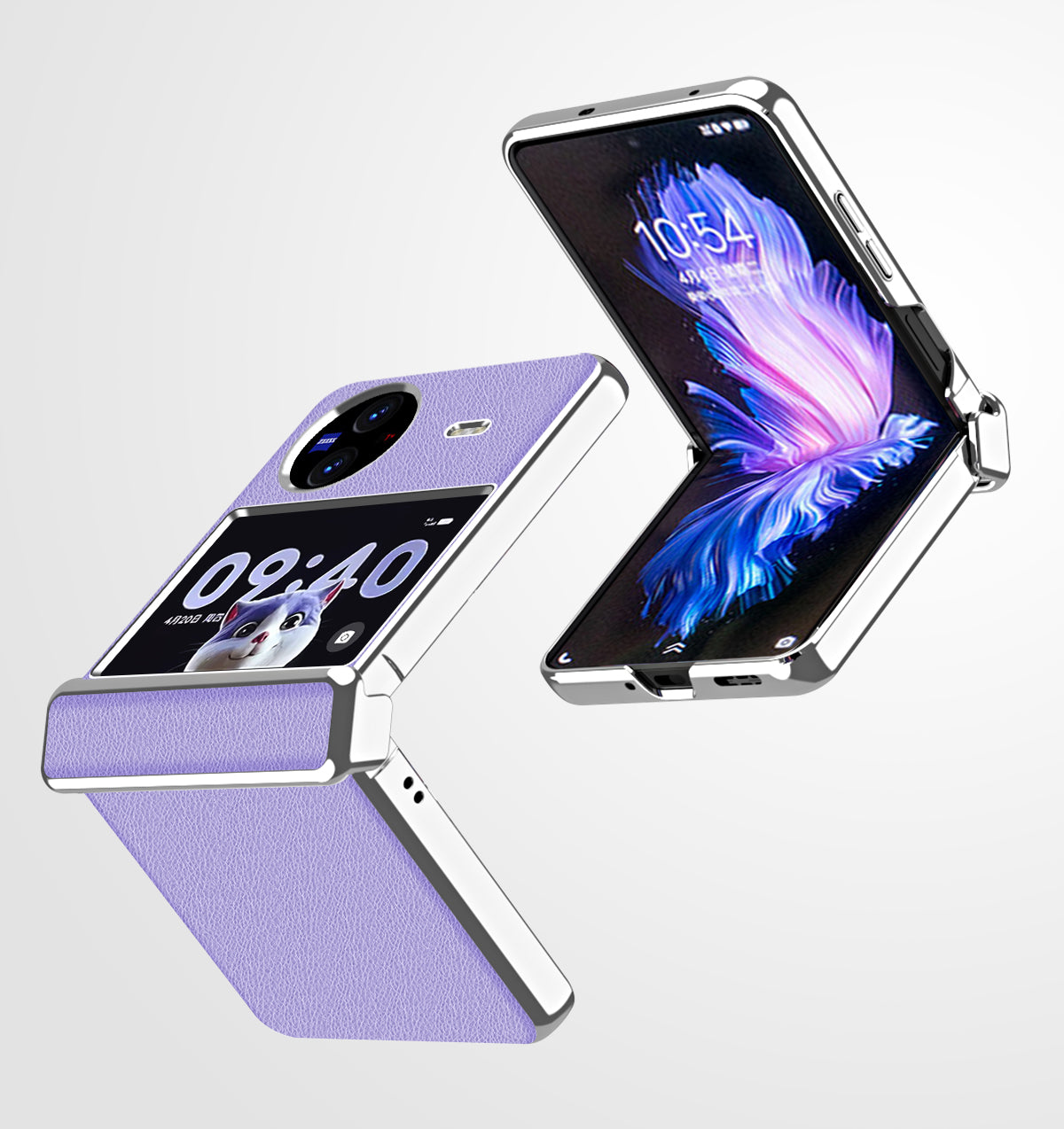 Electroplating Phone Case for vivo X Flip , Litchi Texture PU Leather Coated PC Folding Phone Cover