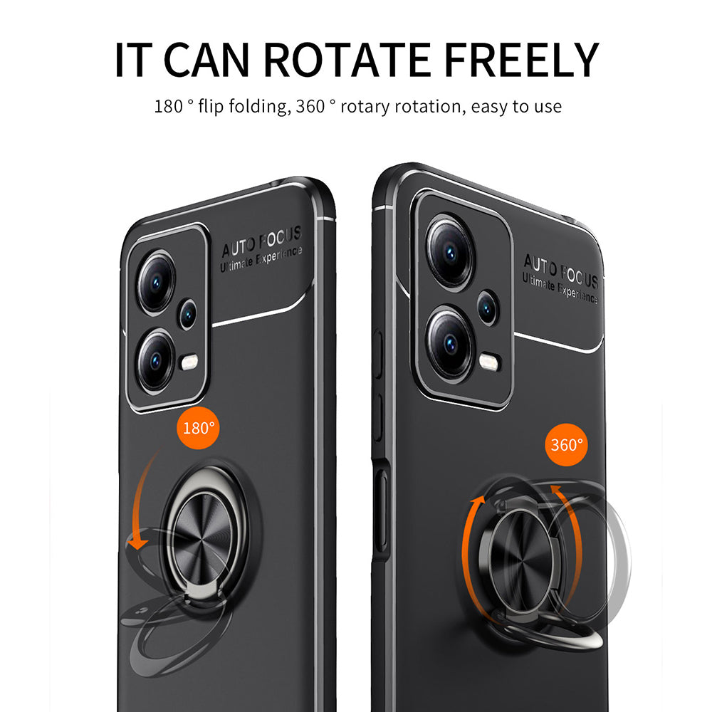 Phone Case for Xiaomi Redmi Note 12 5G (Global) Anti-drop Ring Holder Kickstand TPU Protective Cover