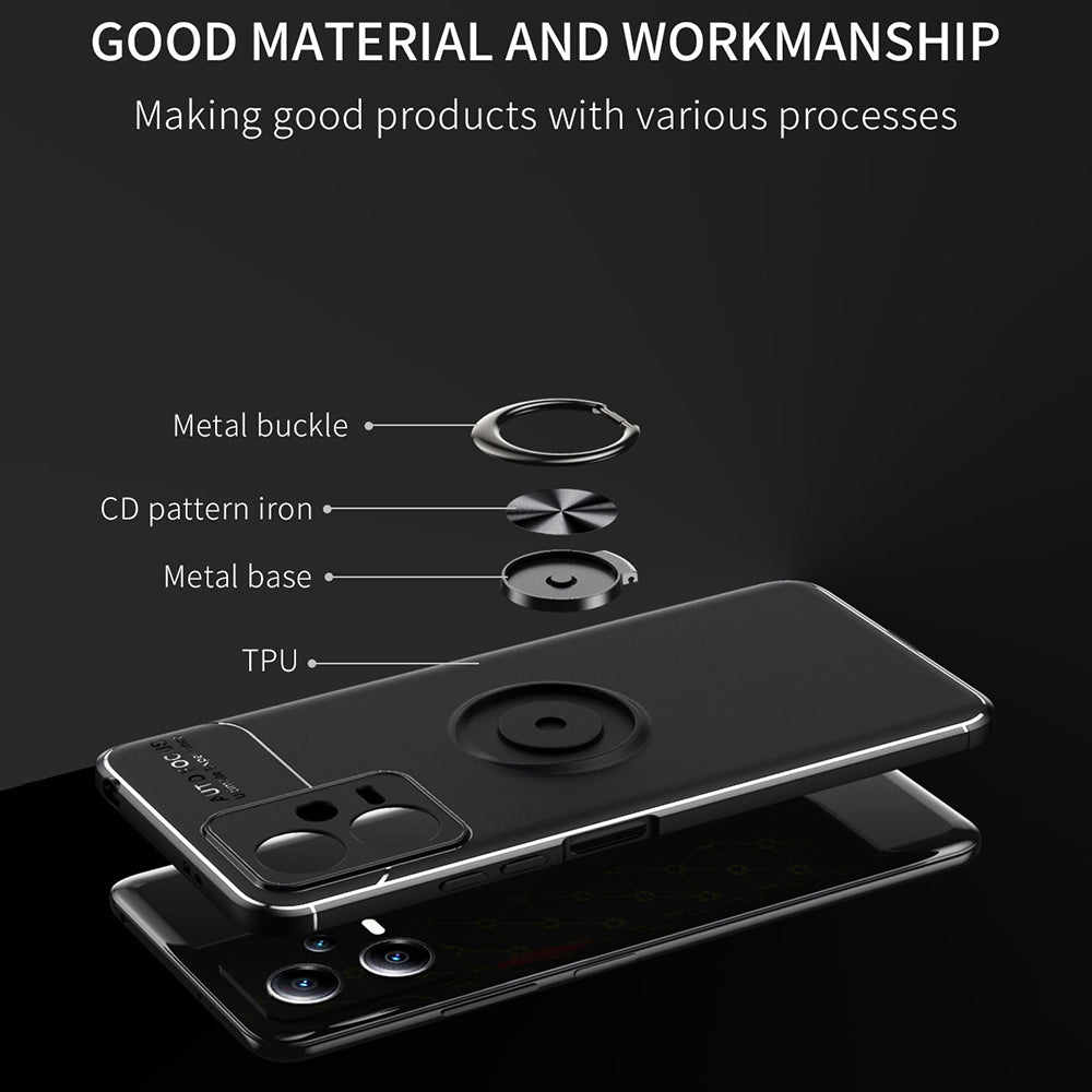 Phone Case for Xiaomi Redmi Note 12 5G (Global) Anti-drop Ring Holder Kickstand TPU Protective Cover