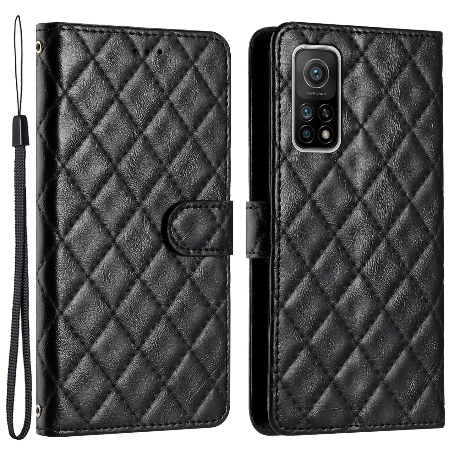 Flip Case for Xiaomi Mi 10T 5G / 10T Pro 5G / Redmi K30S Stitching Line Rhombus Wallet Stand Leather Phone Cover