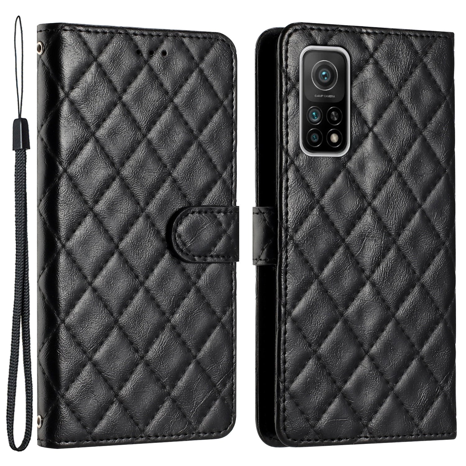 Flip Case for Xiaomi Mi 10T 5G / 10T Pro 5G / Redmi K30S Stitching Line Rhombus Wallet Stand Leather Phone Cover