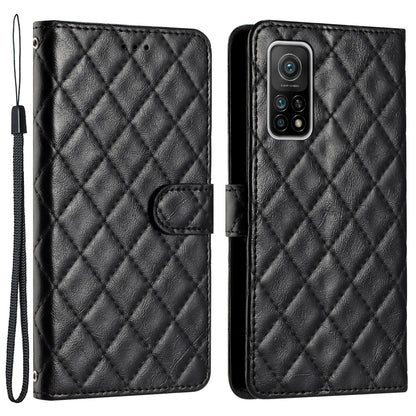 Flip Case for Xiaomi Mi 10T 5G / 10T Pro 5G / Redmi K30S Stitching Line Rhombus Wallet Stand Leather Phone Cover