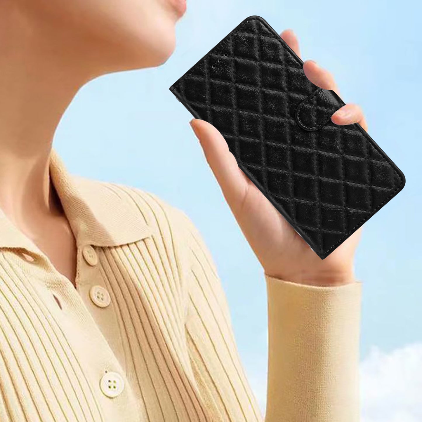 Flip Case for Xiaomi Mi 10T 5G / 10T Pro 5G / Redmi K30S Stitching Line Rhombus Wallet Stand Leather Phone Cover