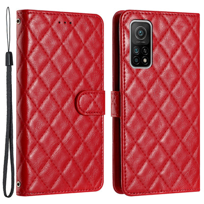 Flip Case for Xiaomi Mi 10T 5G / 10T Pro 5G / Redmi K30S Stitching Line Rhombus Wallet Stand Leather Phone Cover